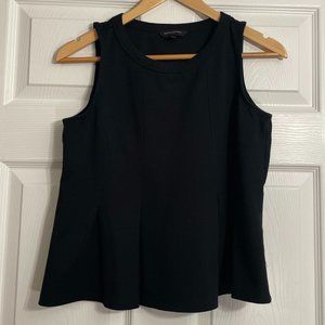 Banana Republic Women's Black Sleeveless Peplum Pleated Hem Blouse Top Small